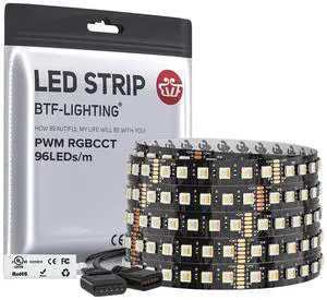 RGBCCT 5 Colors in 1 LED 5050SMD RGBWW RGB+Dimmable Tunable Color Temperature 2700K-6500K UL Listed 16.4ft 96LED/m 480LED DC24V Multi-Colored IP30 for Decoration(No Adapter or Controller) RGBCCT 5 Colors in 1 LED 5050SMD RGBWW RGB+Dimmable Tunable Color Temperature 2700K-6500K UL Listed 16.4ft 96LED/m 480LED DC24V Multi-Colored IP30 for Decoration(No Adapter or Controller)