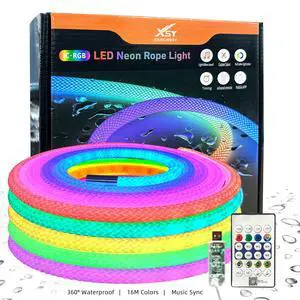 16.4ft LED Neon Rope Lights, Waterproof Music Sync Strip Lights with Remote & APP Control, USB-Powered Flexible Lighting for Christmas Halloween Decor, Gaming Room Bedroom Indoor Outdoor Decoration 16.4ft LED Neon Rope Lights, Waterproof Music Sync Strip Lights with Remote & APP Control, USB-Powered Flexible Lighting for Christmas Halloween Decor, Gaming Room Bedroom Indoor Outdoor Decoration