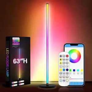 63H RGB Floor Lamp, LED Corner Lamp,16 Million DIY Colors, 68+ Scenes, Music Sync, App & Remote Control (1 Pack) 63H RGB Floor Lamp, LED Corner Lamp,16 Million DIY Colors, 68+ Scenes, Music Sync, App & Remote Control (1 Pack)
