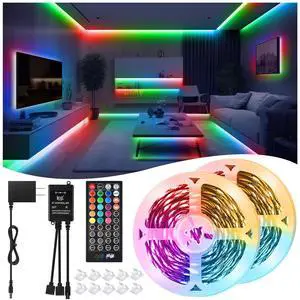 LED Strip Lights 65.6Ft(2 Rolls of 32.8ft), Dimmable 5050 RGB Color Changing Lights Strip with 40 Key IR Remote Controllers, Self-Adhesive Flexible 12V Bright LED Tape Light Kit for Home Party Holiday LED Strip Lights 65.6Ft(2 Rolls of 32.8ft), Dimmable 5050 RGB Color Changing Lights Strip with 40 Key IR Remote Controllers, Self-Adhesive Flexible 12V Bright LED Tape Light Kit for Home Party Holiday