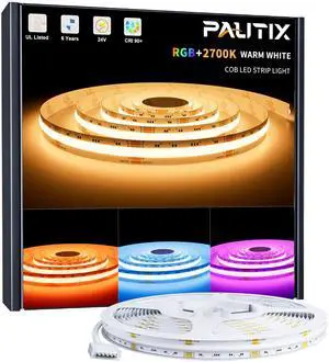 COB LED Strip Lights,RGBW LED Lights RGB+2700K Warm White UL Listed Dotless 24V Color Changing LED Tape Light for Ceiling,Cabinets,Bedroom,Party Lighting(Power Supply & Controller Not Included) COB LED Strip Lights,RGBW LED Lights RGB+2700K Warm White UL Listed Dotless 24V Color Changing LED Tape Light for Ceiling,Cabinets,Bedroom,Party Lighting(Power Supply & Controller Not Included)