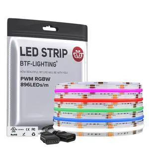 FCOB COB LED Strip Light,UL Listed RGBW 6000K 896LED/m High Density LED Tape Light,16.4FT DC12V 12mm Width Color Changing Light for Bedroom Home Indoor DIY Decor(No Adapter or Controller) FCOB COB LED Strip Light,UL Listed RGBW 6000K 896LED/m High Density LED Tape Light,16.4FT DC12V 12mm Width Color Changing Light for Bedroom Home Indoor DIY Decor(No Adapter or Controller)