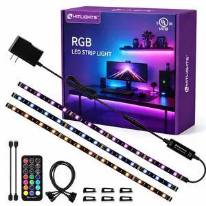 LED Strip Lights 3 Pcs 1.64FT RGB Small LED Light Strips Kit Dimmable RGB 5050 Color Changing Tape Lights TV Backlight Display Case Lights Shelves Lighting with RF Remote & UL-Listed Adapter LED Strip Lights 3 Pcs 1.64FT RGB Small LED Light Strips Kit Dimmable RGB 5050 Color Changing Tape Lights TV Backlight Display Case Lights Shelves Lighting with RF Remote & UL-Listed Adapter
