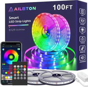 Led Lights for Bedroom,100ft Led Light Strip Music Sync RGB Led Strip Lights Built-in Mic,Bluetooth App Control Led Room Lights with Remote,5050 RGB Rope Light Led Lights for Bedroom,100ft Led Light Strip Music Sync RGB Led Strip Lights Built-in Mic,Bluetooth App Control Led Room Lights with Remote,5050 RGB Rope Light