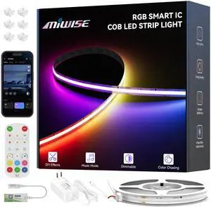 LED Strip Lights,RGB Smart IC COB LED Strip Light Color Chasing,24ft Multicolor Flexible LED Tape Light,Music Sync with APP Control,Addressable DIY 16M Colors,for Cabinet,Bedroom,Party Decor LED Strip Lights,RGB Smart IC COB LED Strip Light Color Chasing,24ft Multicolor Flexible LED Tape Light,Music Sync with APP Control,Addressable DIY 16M Colors,for Cabinet,Bedroom,Party Decor