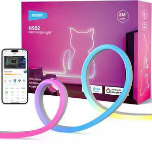 9.84ft/3m LED Strip Lights, Smart AI RGB IC Flexible Cuttable Neon Rope Light, App Control, Bedroom Gaming Room Indoor Studio Home Wall Decor, Compatible with Google Assistant Alexa, NS02 9.84ft/3m LED Strip Lights, Smart AI RGB IC Flexible Cuttable Neon Rope Light, App Control, Bedroom Gaming Room Indoor Studio Home Wall Decor, Compatible with Google Assistant Alexa, NS02