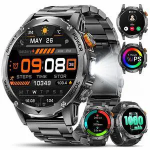 Smart Watch for Men with 1000mAh Battery/Flashlight, 1.75'' Military Smartwatch with 5ATM Waterproof/Heart Rate/Sleep Monitor,Answer Make Calls Fitness Tracker for Android iPhone Black Smart Watch for Men with 1000mAh Battery/Flashlight, 1.75'' Military Smartwatch with 5ATM Waterproof/Heart Rate/Sleep Monitor,Answer Make Calls Fitness Tracker for Android iPhone Black