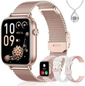 Smart Watch for Women, 1.83" HD Fitness Tracker with 4 Bands, Answer/Make Calls, Heart Rate/Sleep/SpO2/Step Tracking, 100+ Sport Modes, Android/iPhone Compatible Gift (Rose Gold) Smart Watch for Women, 1.83" HD Fitness Tracker with 4 Bands, Answer/Make Calls, Heart Rate/Sleep/SpO2/Step Tracking, 100+ Sport Modes, Android/iPhone Compatible Gift (Rose Gold)