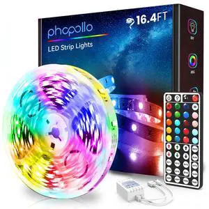 Led Strip Lights Color Changing 16.4ft Flexible 5050 RGB Led Lights Kit with Power Supply and 44 Keys Remote Led Strip Lights Color Changing 16.4ft Flexible 5050 RGB Led Lights Kit with Power Supply and 44 Keys Remote