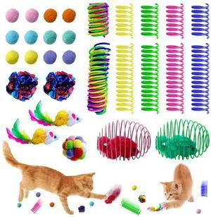 27Pcs Cat Toys Variety Pack for Indoor Cats, Interactive Spring Cage Mice & Small Mice, Plush Balls, Crinkle Balls, Colorful Springs, Cat Chew Chase Play Set for Boredom Relief & Self Play 27Pcs Cat Toys Variety Pack for Indoor Cats, Interactive Spring Cage Mice & Small Mice, Plush Balls, Crinkle Balls, Colorful Springs, Cat Chew Chase Play Set for Boredom Relief & Self Play