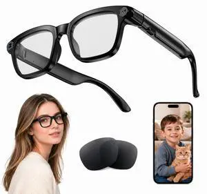 AI Smart Glasses for Men and Women ,8MP Camera, AI Assistant, Real-Time Translation, Object Recognition, Photo Capture, Bluetooth Connectivity, Open-Ear Speaker, Replaceable Sunglasses Lenses AI Smart Glasses for Men and Women ,8MP Camera, AI Assistant, Real-Time Translation, Object Recognition, Photo Capture, Bluetooth Connectivity, Open-Ear Speaker, Replaceable Sunglasses Lenses