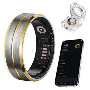 Smart Ring for Women Men, Tungsten Steel Fitness Tracker Ring with Sleep Monitoring, Heart Rate, Step Counting, IP68 Waterproof for iPhone and Android, No Subscription Fee (Black-Gold,#8) Smart Ring for Women Men, Tungsten Steel Fitness Tracker Ring with Sleep Monitoring, Heart Rate, Step Counting, IP68 Waterproof for iPhone and Android, No Subscription Fee (Black-Gold,#8)