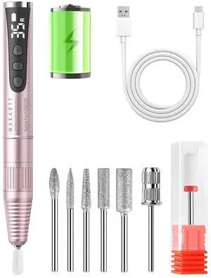 Cordless Nail Drill for Beginners: 35000RPM Portable E-File, Pink Cordless Nail Drill for Beginners: 35000RPM Portable E-File, Pink