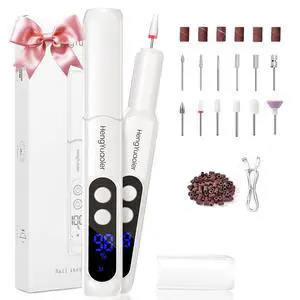 Electric Nail Drill Professional Manicure Pedicure Kit Acrylic Nail Drill Machine for Gel Cordless Nail File Machine Toe Nail Tools 3 Speeds Thick Toenail Grinder(White Electric Nail Drill Professional Manicure Pedicure Kit Acrylic Nail Drill Machine for Gel Cordless Nail File Machine Toe Nail Tools 3 Speeds Thick Toenail Grinder(White