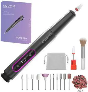 Electric Nail Drill: Professional for Acrylic Gel Powder Nails Portable Nail Drill for Manicure Pedicure Nail Efile 5 Speeds 12 in 1 with LED Display Rechargeable, Grey Electric Nail Drill: Professional for Acrylic Gel Powder Nails Portable Nail Drill for Manicure Pedicure Nail Efile 5 Speeds 12 in 1 with LED Display Rechargeable, Grey