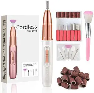 Electric Nail Drill - Cordless Nail Drill with 11 Drill Bits - Electric Nail File for Acrylic Gel Dip Powder Nails, Nail Filer Electric for Manicure Pedicure Polishing Shape (White) Electric Nail Drill - Cordless Nail Drill with 11 Drill Bits - Electric Nail File for Acrylic Gel Dip Powder Nails, Nail Filer Electric for Manicure Pedicure Polishing Shape (White)