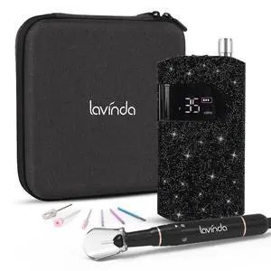 Professional Electric Nail Drill Kit, 35000RPM Cordless Portable Machine for Acrylic Gel Nails, Rechargeable E File With Black Rhinestones, Manicure Tools (Black) Professional Electric Nail Drill Kit, 35000RPM Cordless Portable Machine for Acrylic Gel Nails, Rechargeable E File With Black Rhinestones, Manicure Tools (Black)