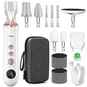 Thick Toenail Grinder, 15X Professional Electric Nail Drill File Set, Cordless Pedicure Manicure Tool Callus Remover for Women Men Senior Hand Feet Care, Home Salon Use ( White ) Thick Toenail Grinder, 15X Professional Electric Nail Drill File Set, Cordless Pedicure Manicure Tool Callus Remover for Women Men Senior Hand Feet Care, Home Salon Use ( White )