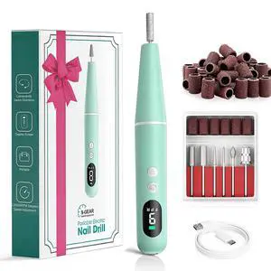 Salon-Grade Electric Nail Drill Professional Cordless Nail File with LED Display, 6 Specialized Bits & 26 Accessories for Gel/Acrylic Nails & Thick Toenails (Cyan) Salon-Grade Electric Nail Drill Professional Cordless Nail File with LED Display, 6 Specialized Bits & 26 Accessories for Gel/Acrylic Nails & Thick Toenails (Cyan)