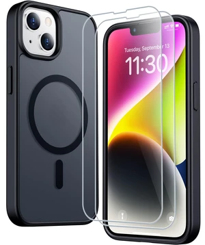 Magnetic for iPhone 14 Plus Case,Black | Translucent Matte Case with 2PCS Tempered Glass Screen Protector Slim Phone Case Magnetic for iPhone 14 Plus Case,Black | Translucent Matte Case with 2PCS Tempered Glass Screen Protector Slim Phone Case