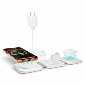 Fast 3-in-1 Foldable Wireless Travel Charger for Apple | Desk Charging Station for iPhone & Watch & AirPods, Travel Charger Pad for Case-friendly, Clutter-Free Office Nightstand Fast 3-in-1 Foldable Wireless Travel Charger for Apple | Desk Charging Station for iPhone & Watch & AirPods, Travel Charger Pad for Case-friendly, Clutter-Free Office Nightstand