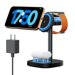 3 in 1 Fast Charging Station, 15W Magnetic Wireless Charger Stand | Phone and Watch Charging Station for Apple iPhone Duo 18 17 16 15 14 13 12 Pro Max, Watch & AirPods (Black) 3 in 1 Fast Charging Station, 15W Magnetic Wireless Charger Stand | Phone and Watch Charging Station for Apple iPhone Duo 18 17 16 15 14 13 12 Pro Max, Watch & AirPods (Black)