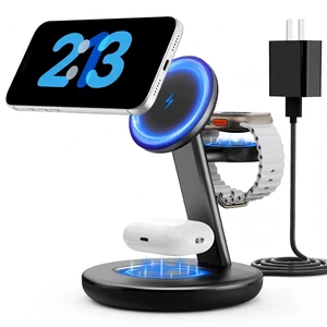 3 in 1 Magnetic Wireless Charger Stand for iPhone Apple Watch AirPods | for Apple Watch 5W Fast Charger,15W Magnetic Charging Station for iPhone 17 16 15 14 13 12 Series Wireless Charging Station 3 in 1 Magnetic Wireless Charger Stand for iPhone Apple Watch AirPods | for Apple Watch 5W Fast Charger,15W Magnetic Charging Station for iPhone 17 16 15 14 13 12 Series Wireless Charging Station