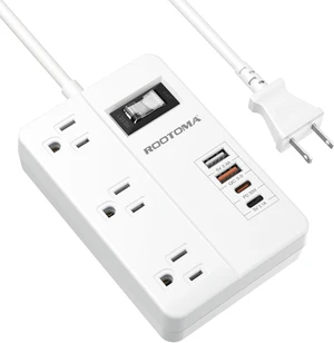PD 30W 2 Prong Power Strip with USB-C, White | 2 Prong to 3 Prong Outlet Adapter with onOff, 3 AC & 4 USB Ports, 3 Prong Adapter, for Polarized Two Prong Outlet, Old House PD 30W 2 Prong Power Strip with USB-C, White | 2 Prong to 3 Prong Outlet Adapter with onOff, 3 AC & 4 USB Ports, 3 Prong Adapter, for Polarized Two Prong Outlet, Old House