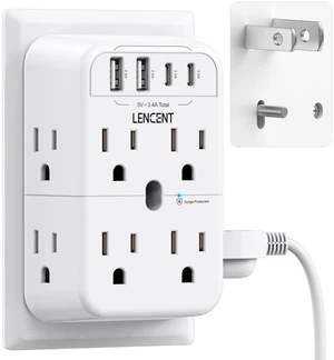 2 Prong Plug Adapter, 3 to 2 Prong Outlet Adapter, 2 Type C&2 USB | Surge Protector, Polarized Plug, 3-Sided Wide Spaced Extender, Wall Tap Splitter for Non-Grounded Outlets in Old House 2 Prong Plug Adapter, 3 to 2 Prong Outlet Adapter, 2 Type C&2 USB | Surge Protector, Polarized Plug, 3-Sided Wide Spaced Extender, Wall Tap Splitter for Non-Grounded Outlets in Old House