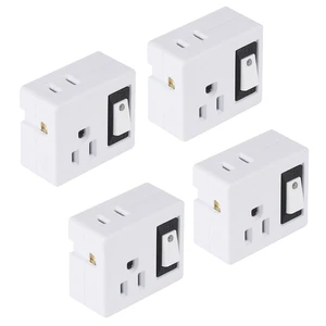 3 Outlet Wall Adapter with a Power Switch,2-Prong to 3-Prong Wall Plug or Travel Home Hotel Office-White - 4 Pack 3 Outlet Wall Adapter with a Power Switch,2-Prong to 3-Prong Wall Plug or Travel Home Hotel Office-White - 4 Pack