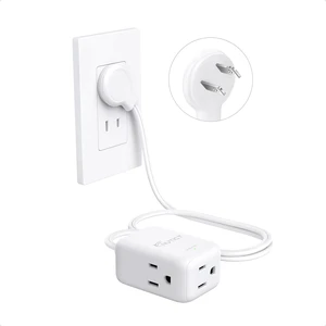 3FT Short Two Prong Extension Cord, 2 Prong to 3 Prong Outlet Adapter | Flat Polarized Plug Extender 3 Outlets in Kitchen Bathroom, 13A/1625W, Flat Wall Plug for Old House Non-Grounded Outlets 3FT Short Two Prong Extension Cord, 2 Prong to 3 Prong Outlet Adapter | Flat Polarized Plug Extender 3 Outlets in Kitchen Bathroom, 13A/1625W, Flat Wall Plug for Old House Non-Grounded Outlets