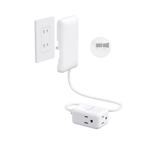 1.5FT Short Two Prong Extension Cord, 2 Prong to 3 Prong Outlet Adapter | Flat Polarized Plug, Ultra-Thin Outlet Cover, 13A/1625W, 3 Outlets, for Old House Non-Grounded Outlets 1.5FT Short Two Prong Extension Cord, 2 Prong to 3 Prong Outlet Adapter | Flat Polarized Plug, Ultra-Thin Outlet Cover, 13A/1625W, 3 Outlets, for Old House Non-Grounded Outlets