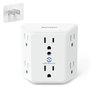 2 Prong to 3 Prong Outlet Adapter, 6-Outlet Extender, White, 1-Pack | Wide-Spaced 3-Sided Design, Polarized Plug, 800J Surge Protection, for Older Homes and Apartments 2 Prong to 3 Prong Outlet Adapter, 6-Outlet Extender, White, 1-Pack | Wide-Spaced 3-Sided Design, Polarized Plug, 800J Surge Protection, for Older Homes and Apartments