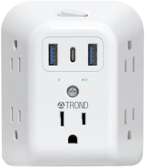 3 to 2 Prong Outlet Adapter, 2 Prong Surge Protector Power Strip | 1440J, 5 AC Widely Spaced Outlet Extender and 3 USB Ports, Wall Mountable Plug Adapter for Non-Grounded Socket in Old House 3 to 2 Prong Outlet Adapter, 2 Prong Surge Protector Power Strip | 1440J, 5 AC Widely Spaced Outlet Extender and 3 USB Ports, Wall Mountable Plug Adapter for Non-Grounded Socket in Old House