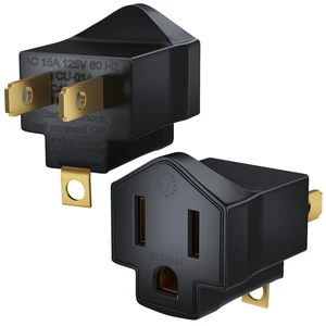 2 Prong to 3 Prong Adapter, 2 Pack, Turn Any 2 Prong Outlet into A 3 Prong Outlet with Outlet Adapter Converter, Black, ETL Listed 2 Prong to 3 Prong Adapter, 2 Pack, Turn Any 2 Prong Outlet into A 3 Prong Outlet with Outlet Adapter Converter, Black, ETL Listed