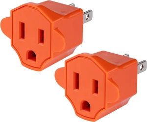 2 Prong to 3 Prong Outlet Adapter, 2 Pack, Two to Three Plug Converter | ETL Safety Listed, Orange, 14404 2 Prong to 3 Prong Outlet Adapter, 2 Pack, Two to Three Plug Converter | ETL Safety Listed, Orange, 14404