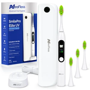 SmilePro Elite UV Sonic Electric Toothbrush, White | UV-C Sanitizing Case, 5 Cleaning Modes, 3 Intensity Levels, Wireless Charging, 2-Min Smart Timer SmilePro Elite UV Sonic Electric Toothbrush, White | UV-C Sanitizing Case, 5 Cleaning Modes, 3 Intensity Levels, Wireless Charging, 2-Min Smart Timer