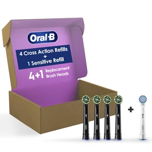 CrossAction Electric Toothbrush Replacement Brush Heads, Black, 4 Count + 1 Sensitive White CrossAction Electric Toothbrush Replacement Brush Heads, Black, 4 Count + 1 Sensitive White