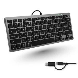 Small Wired Keyboard for Mac and PC (Dual USB C + A) - Save Space, 78-Key Layout with 13 Shortcuts, Type C - Compact USB C Keyboard for MacBook, iMac, iPad, iPhone - Space Gray Small Wired Keyboard for Mac and PC (Dual USB C + A) - Save Space, 78-Key Layout with 13 Shortcuts, Type C - Compact USB C Keyboard for MacBook, iMac, iPad, iPhone - Space Gray