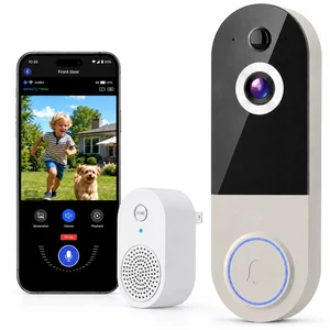 Wireless Video Doorbell Camera with Receiver, 720P Battery Powered | AI Human Detection, Instant Mobile Alerts, 2-Way Talk, IR Night Vision, Cloud Storage, 2.4GHz Wi-Fi Wireless Video Doorbell Camera with Receiver, 720P Battery Powered | AI Human Detection, Instant Mobile Alerts, 2-Way Talk, IR Night Vision, Cloud Storage, 2.4GHz Wi-Fi