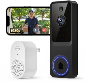 1080P Wireless Video Doorbell Camera with AI Human Detection, Pet Monitoring, Two-Way Audio & Live View, Night Vision, 2.4GHz WiFi, Rechargeable Battery, Cloud Storage, Indoor Doorbell Receiver 1080P Wireless Video Doorbell Camera with AI Human Detection, Pet Monitoring, Two-Way Audio & Live View, Night Vision, 2.4GHz WiFi, Rechargeable Battery, Cloud Storage, Indoor Doorbell Receiver
