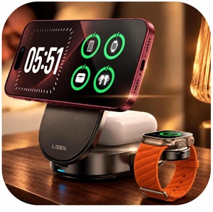 Qi2.2 25W 3 in 1 Charging Station Apple for iPhone 17/18 Duo, Pro/Max | Qi2 25W Apple Charging Station for iphone 17/18/16 Series/18 Duo, iphone charging station, Travel Portable with 45W Adapter Qi2.2 25W 3 in 1 Charging Station Apple for iPhone 17/18 Duo, Pro/Max | Qi2 25W Apple Charging Station for iphone 17/18/16 Series/18 Duo, iphone charging station, Travel Portable with 45W Adapter