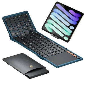 XK01 TP Foldable Keyboard with Touchpad, 0.65 in Keycaps, Blue | Multi-touch Trackpad, 88-key, Full Shortcut Row, 3-device Bluetooth 5.1 Switching, USB-C Charging for Mobile Productivity XK01 TP Foldable Keyboard with Touchpad, 0.65 in Keycaps, Blue | Multi-touch Trackpad, 88-key, Full Shortcut Row, 3-device Bluetooth 5.1 Switching, USB-C Charging for Mobile Productivity