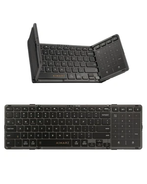 AF01 Foldable Keyboard, Full-Size Keys, Touchpad/Number Pad, Black | Full-size Typing, Folded for Travel, with Bluetooth/2.4 GHz/Wired, 4-device Switching, Side Latch, PU Pouch and Stand AF01 Foldable Keyboard, Full-Size Keys, Touchpad/Number Pad, Black | Full-size Typing, Folded for Travel, with Bluetooth/2.4 GHz/Wired, 4-device Switching, Side Latch, PU Pouch and Stand