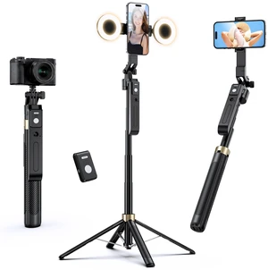 70" Auto Face Tracking Phone Tripod for iPhone & Camera with Light | 360° Auto Follow, Selfie Stick Mode, Dual Mini Ring Lights & Remote for Video Recording, Live Streaming and Content Creation 70" Auto Face Tracking Phone Tripod for iPhone & Camera with Light | 360° Auto Follow, Selfie Stick Mode, Dual Mini Ring Lights & Remote for Video Recording, Live Streaming and Content Creation