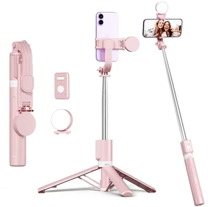 Selfie Stick with Rechargable Remote & Light (1PC), Tripod for iPhone, Cell Phone Stand for Video Recording, Portable Travel Essentials Smartphone Mount Holder, Extendable Vlogging Filming Accessories Selfie Stick with Rechargable Remote & Light (1PC), Tripod for iPhone, Cell Phone Stand for Video Recording, Portable Travel Essentials Smartphone Mount Holder, Extendable Vlogging Filming Accessories
