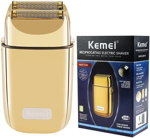 KM-TX1 Cordless Metal Double Foil Shaver for Wet and Dry Use, Gold | Type-C Rechargeable Electric Razor Shavers, 1400 mAh Battery, 120-Minute Runtime KM-TX1 Cordless Metal Double Foil Shaver for Wet and Dry Use, Gold | Type-C Rechargeable Electric Razor Shavers, 1400 mAh Battery, 120-Minute Runtime