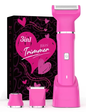 3-in-1 Bikini Trimmer for Women, Electric Shaver, Grooming Kit | IPX7 Waterproof, Rechargeable, Ceramic Blades, Body, Facial and Curved Heads for Bikini Line, Pubic Hair, Legs and Underarms 3-in-1 Bikini Trimmer for Women, Electric Shaver, Grooming Kit | IPX7 Waterproof, Rechargeable, Ceramic Blades, Body, Facial and Curved Heads for Bikini Line, Pubic Hair, Legs and Underarms