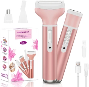 4-in-1 Electric Razor for Women - Painless Facial Hair Removal, Bikini Trimmer, Eyebrow & Body Groomer - Rechargeable Hair Clippers Set for Underarms, Legs & Nose 4-in-1 Electric Razor for Women - Painless Facial Hair Removal, Bikini Trimmer, Eyebrow & Body Groomer - Rechargeable Hair Clippers Set for Underarms, Legs & Nose