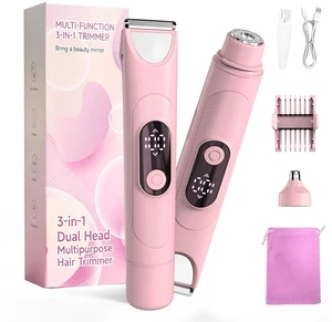 Bikini Trimmer for Women : 3-in-1 Painless Electric Shaver, Ceramic Blade,IPX7 Waterproof & Easy Cleaning - Wet Dry Use Travel Cordless Shaver for Pubic Leg Body Armpit Facial Bikini Line (Pink) Bikini Trimmer for Women : 3-in-1 Painless Electric Shaver, Ceramic Blade,IPX7 Waterproof & Easy Cleaning - Wet Dry Use Travel Cordless Shaver for Pubic Leg Body Armpit Facial Bikini Line (Pink)